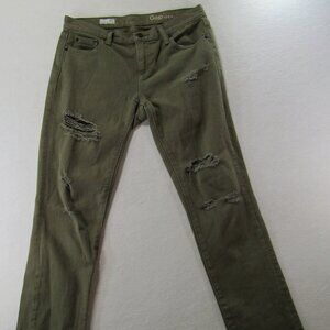 Gap Women’s Green Girlfriend Mid-rise Distressed Jeans, Size 27R